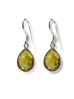 JewelYaari™ by JewelYaari™Pure 925 Sterling Silver Hoop Dangle Earrings for Women and Girls Golden Round Hessonite Look alike Earring for Girl