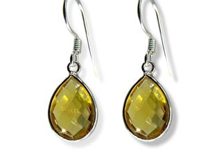 JewelYaari™ by JewelYaari™Pure 925 Sterling Silver Hoop Dangle Earrings for Women and Girls Golden Round Hessonite Look alike Earring for Girl