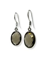 JewelYaari™ by JewelYaari™Pure 925 Sterling Silver Hoop Dangle Earrings for Women and Girls Brown Round Hessonite Look alike Earring for Girl