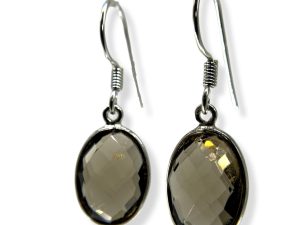 JewelYaari™ by JewelYaari™Pure 925 Sterling Silver Hoop Dangle Earrings for Women and Girls Brown Round Hessonite Look alike Earring for Girl