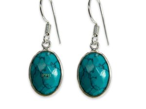 JewelYaari™ by JewelYaari™Pure 925 Sterling Silver Hoop Dangle Earrings for Women and Girls Turquoise Earring for Girl