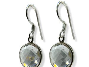 JewelYaari™ by JewelYaari™Pure 925 Sterling Silver Hoop Dangle Earrings for Women and Girls white crystal Earring for Girl