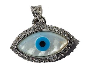 JewelYaari® By SJ Stylish Evil Eye Necklace Pendant Third Blue Eyes Amulet Protection Charm for Girls, Women, Men and Children (Small Eye Variant)