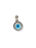 JewelYaari® By SJ Stylish Evil Eye Necklace Pendant Third Blue Eyes Amulet Protection Charm for Girls, Women, Men and Children (Round Variant)
