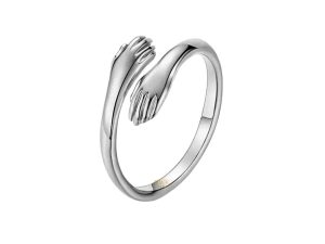 JewelYaari™ by SJ 925 Sterling Silver Hugging Band Ring Hug Eternity Silver Open Statement Ring for Women and Girls