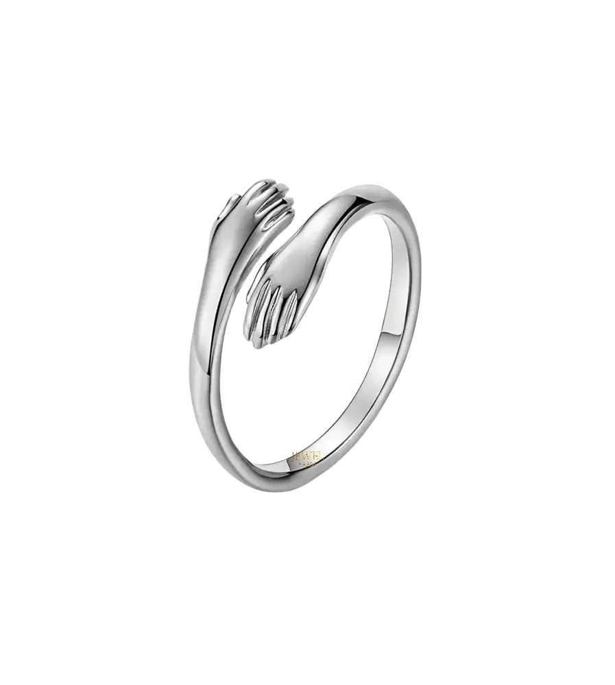 JewelYaari™ by SJ 925 Sterling Silver Hugging Band Ring Hug Eternity Silver Open Statement Ring for Women and Girls