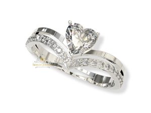 SJ SHUBHAM JEWELLERS™ 925 Sterling Silver Line Heart Design Adjustable Finger Ring with White CZ diamond for Women and Girls, Anniversary Gift for Wife, Valentine