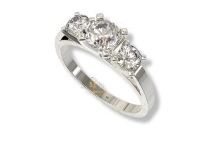 SJ SHUBHAM JEWELLERS™ 925 Sterling Silver Three Briliant Cut Design Adjustable Finger Ring with White CZ diamond for Women and Girls, Anniversary Gift for Wife , Valentine
