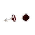 SJ SHUBHAM JEWELLERS™ 925-92.5 Sterling Silver Brilliant Cut Red Real Cubic Zirconia Fashion Stud Tops Earrings For Men,Women,Children,Boys and Girls