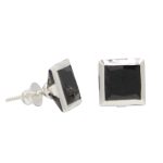 SJ SHUBHAM JEWELLERS™ 925-92.5 Sterling Silver Princess Cut Black Real Cubic Zirconia Fashion Stud Tops Earrings For Men,Women,Children,Boys and Girls