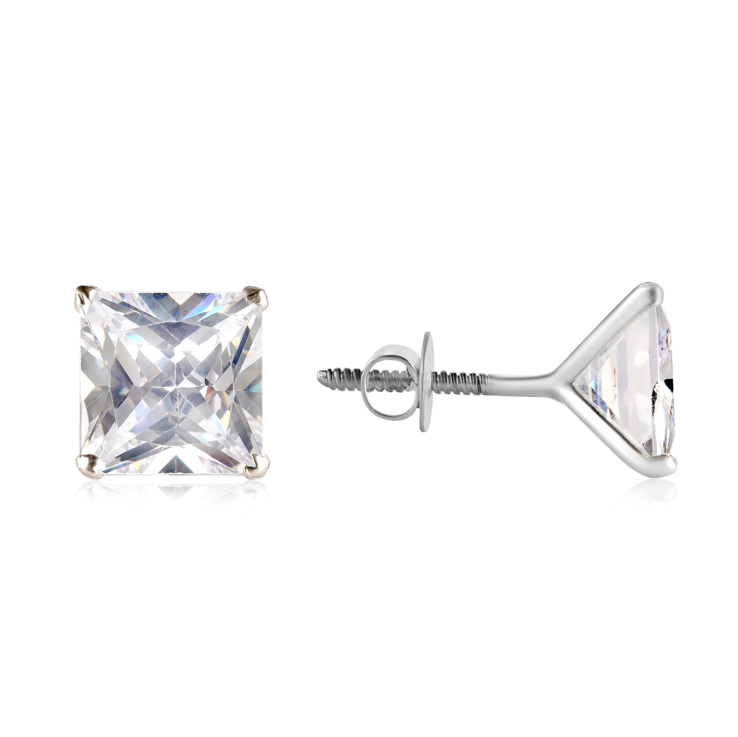 SJ SHUBHAM JEWELLERS™ 925-92.5 Sterling Silver Brilliant Cut Real Cubic Zirconia Fashion Stud Earrings For Men,Women,Children,Boys and Girls (7)