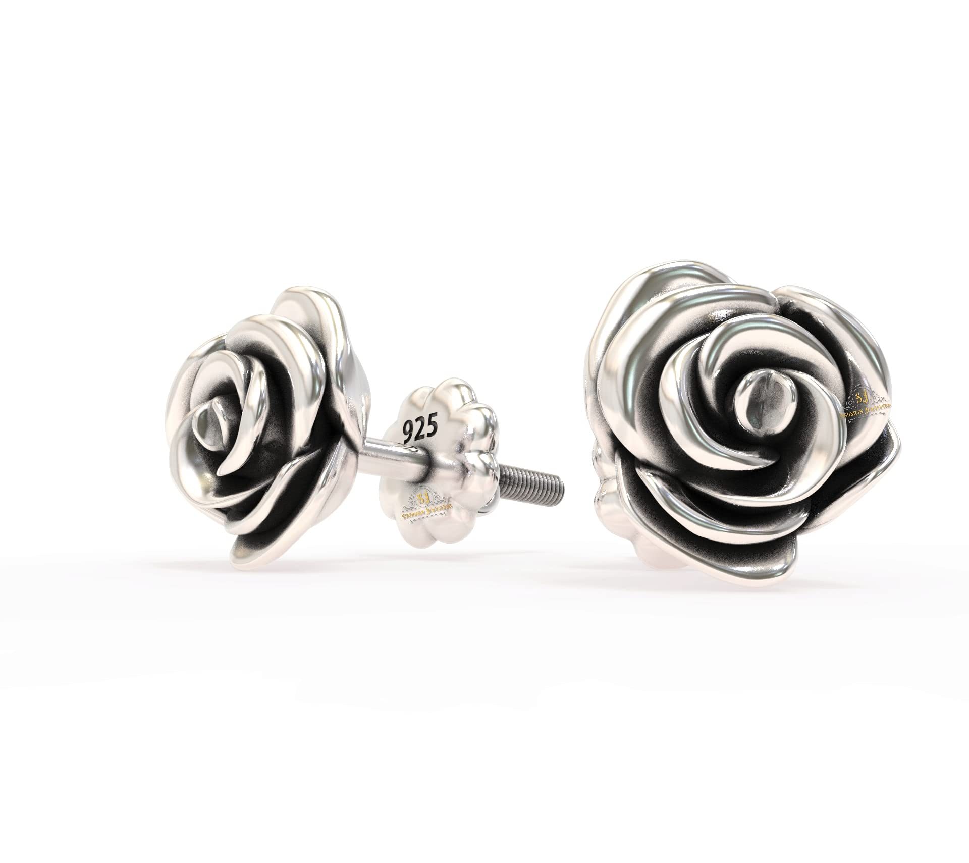 JewelYaari™ By JewelYaari™Pure 925 Hallmarked ( Stamped ) Silver (925 Chandi ) Flower Earring Studs For Women and Girls
