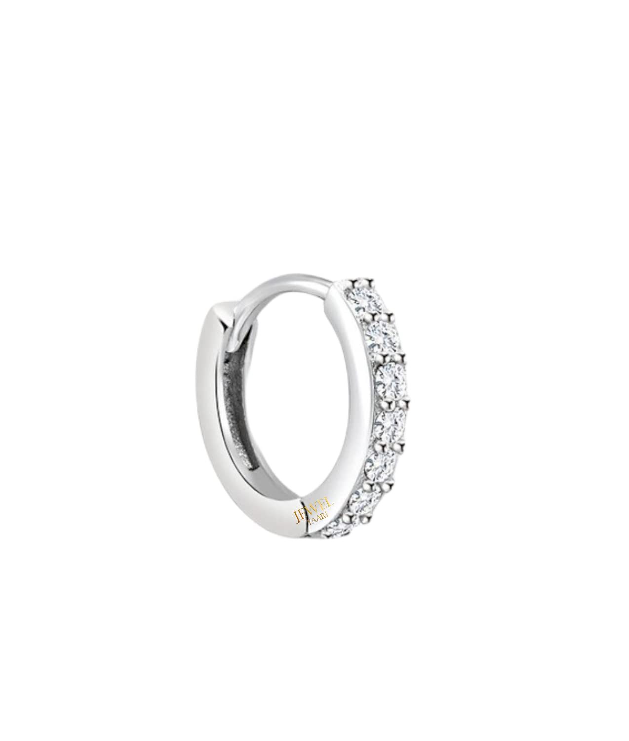 JEWELYAARI™ By Shubham Jewellers 92.5 Sterling Silver With Fine Cubic Zirconia Lock Nose Rings for Women 92.5% Pure Silver Nose Ring for Girls (1 Pc)