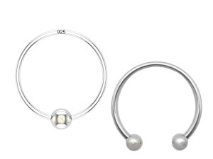 SJ SHUBHAM JEWELLERS™ 92.5 Silver Tiny Hoop and Septum Nose Ring One Piece Combo Simple & Beautiful Nose Pin For Women & Girls ( One Piece Combo)