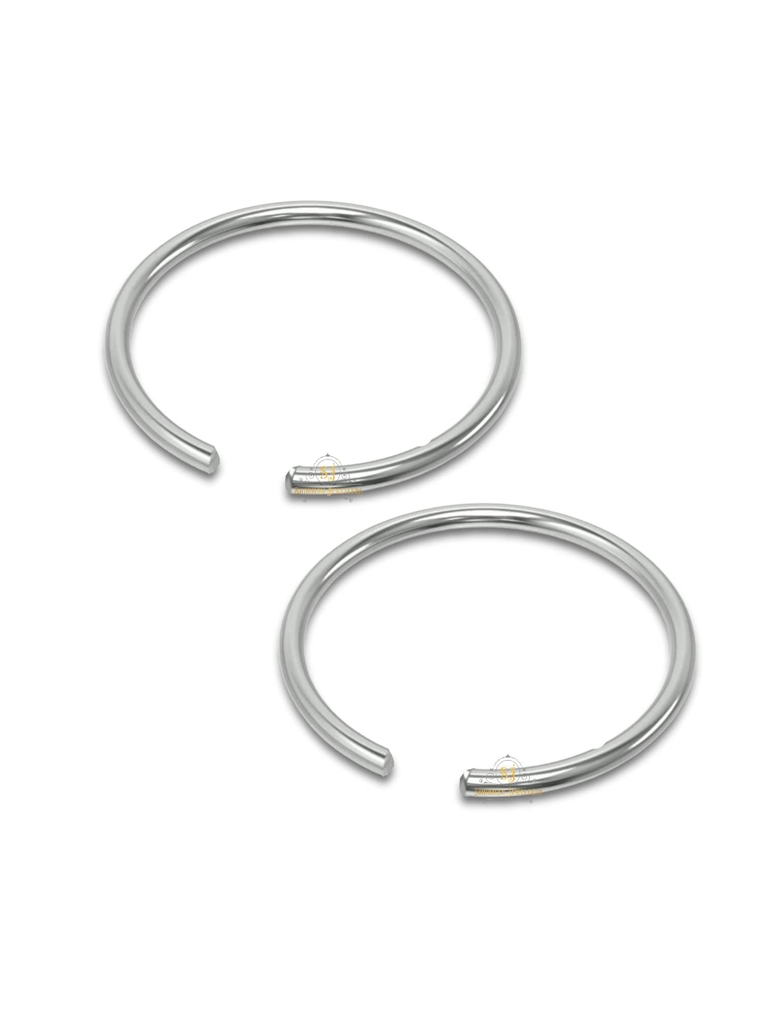 SJ SHUBHAM JEWELLERS™ Tiny Hoop Thin Wire Plain Nose Ring One 925 Sterling Silver Beautiful Nose Ring For Women & Girls (Plain Wire Pair)