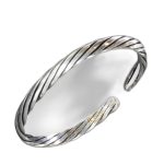 SJ SHUBHAM JEWELLERS™ 925 Pure Silver Chandi Oxidized Tribal Thai Viking Kada For Men(Torque Cuff Kada Men's Silver Bracelet)