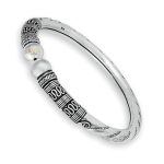 JewelYaari™ By JewelYaari™ 925 Pure Silver Oxidized Men Kada Flexible Bracelet Bangle for Men, Women and Girls (2.60)