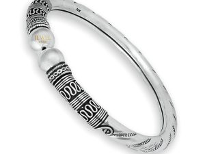 JewelYaari™ By JewelYaari™ 925 Pure Silver Oxidized Men Kada Flexible Bracelet Bangle for Men, Women and Girls (2.60)