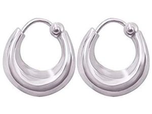SJ Shubham Jewellers Rehti 925 Sterling Silver Salman Khan Inspired Bali Hoop Earrings - Skin Friendly & Stylish Ethnic Jewelry for Men and Women (Plain 10MM)