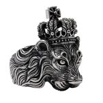 Shubham Jewellers Rehti 925 Sterling Silver Oxidised Lion King Ring for boys and Men, Hallmark Ring(P)