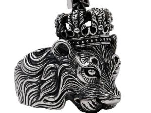 Shubham Jewellers Rehti 925 Sterling Silver Oxidised Lion King Ring for boys and Men, Hallmark Ring(P)