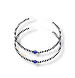 SJ SHUBHAM JEWELLERS™ Pure Silver Nazariya Anklet (Payal) in Pure 92.5 Pure Sterling Silver for Girls & Women (Silver) (Evil Eye Pair)