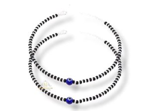 SJ SHUBHAM JEWELLERS™ Pure Silver Nazariya Anklet (Payal) in Pure 92.5 Pure Sterling Silver for Girls & Women (Silver) (Evil Eye Pair)