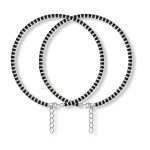 SJ SHUBHAM JEWELLERS Rehti Pure 925 Sterling Silver Small Crystal Beads Nazariya Anklet Payal for Women (Black) Gifts for Women ( Nazariya Pair)