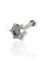 SJ Shubham Jewellers 925 Sterling Silver Round Shape Cubic Zirconia 2MM Prong Screw Back Stud for Women Girls
