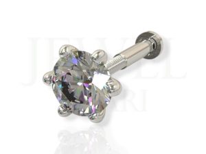 SJ Shubham Jewellers 925 Sterling Silver Round Shape Cubic Zirconia 3MM Prong Screw Back Stud for Women Girls