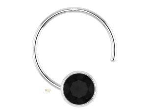 SJ SHUBHAM JEWELLERS™ 92.5-925 Sterling Silver Round Shape Black Cubic Zirconia Cup Setting Nose Pin Stud for Women Girls (3 MM Black)