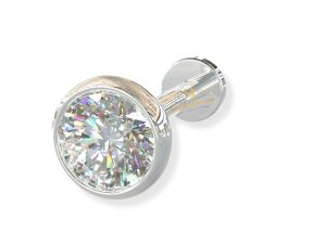 SJ SHUBHAM JEWELLERS™ 92.5-925 Sterling Silver Round Shape Black Cubic Zirconia Prong Setting Nose Pin Stud for Women Girls (2 MM Screw)