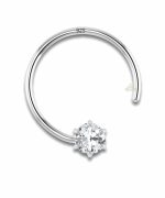 SJ SHUBHAM JEWELLERS™ 92.5-925 Sterling Silver Round Shape White Cubic Zirconia Prong Setting Nose Pin Stud for Women Girls Size 2mm