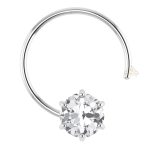 SJ SHUBHAM JEWELLERS™ 92.5 - 925 Sterling Silver Round Shape White Cubic Zirconia Prong Setting Nose Pin Stud for Women Girls Size 3mm