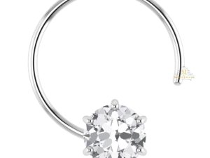 SJ SHUBHAM JEWELLERS™ 92.5 - 925 Sterling Silver Round Shape White Cubic Zirconia Prong Setting Nose Pin Stud for Women Girls Size 3mm