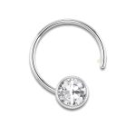 SJ SHUBHAM JEWELLERS™ 92.5 - 925 Sterling Silver Round Shape White Cubic Zirconia Cup Setting Nose Pin Stud for Women Girls Size 3mm (Bezel Setting)