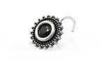 SJ SHUBHAM JEWELLERS™ 925 sterling Silver handmade Antique oxidized nose pin for women (P) (Design1, Black)