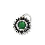 SJ SHUBHAM JEWELLERS™ 925 sterling Silver handmade Antique oxidized nose pin for women (P) (Design1, Green)