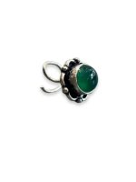 SJ SHUBHAM JEWELLERS™ 925 sterling Silver handmade Antique oxidized nose pin for women (P) (Design-10, Green)