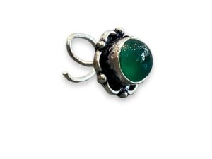 SJ SHUBHAM JEWELLERS™ 925 sterling Silver handmade Antique oxidized nose pin for women (P) (Design-10, Green)