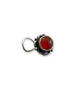 SJ SHUBHAM JEWELLERS™ 925 sterling Silver handmade Antique oxidized nose pin for women (P) (Design-10, Red)
