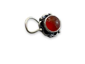 SJ SHUBHAM JEWELLERS™ 925 sterling Silver handmade Antique oxidized nose pin for women (P) (Design-10, Red)