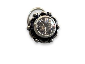 SJ SHUBHAM JEWELLERS™ 925 sterling Silver handmade Antique oxidized nose pin for women (P) (Design-10, White)