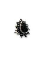 SJ SHUBHAM JEWELLERS™ 925 sterling Silver handmade Antique oxidized nose pin for women (P) (Design-11, Black)