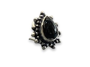 SJ SHUBHAM JEWELLERS™ 925 sterling Silver handmade Antique oxidized nose pin for women (P) (Design-11, Black)