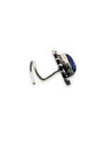 SJ SHUBHAM JEWELLERS™ 925 sterling Silver handmade Antique oxidized nose pin for women (P) (Design-11, Blue)