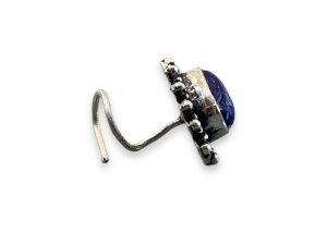 SJ SHUBHAM JEWELLERS™ 925 sterling Silver handmade Antique oxidized nose pin for women (P) (Design-11, Green)