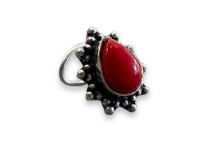 SJ SHUBHAM JEWELLERS™ 925 sterling Silver handmade Antique oxidized nose pin for women (P) (Design-11, Orange)