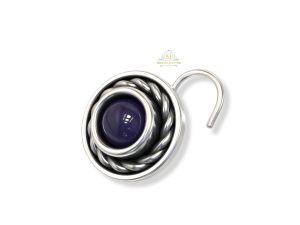 SJ SHUBHAM JEWELLERS™ 925 sterling Silver handmade Antique oxidized nose pin for women (P) (Design2, 5mm Blue)
