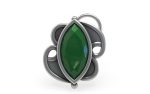 SJ SHUBHAM JEWELLERS™ 925 sterling Silver handmade Antique oxidized nose pin for women (P) (Design-3, Green)